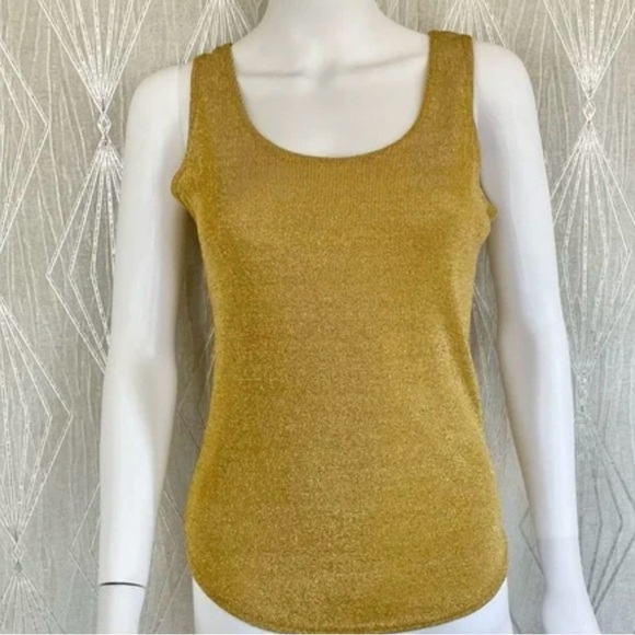Glitter gold  Metallic Vintage Women's Tank Top Large - Picture 2 of 6